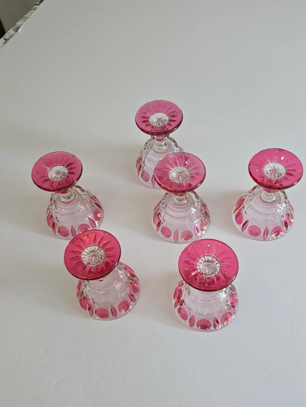 Vintage Indiana Glass Colony Set Of 6 Classique Ruby Flashed Wine Glasses 4 1/4